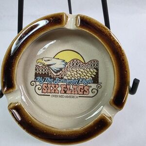 Vintage Six Flags Over Mid America Screamin Eagle Ashtray Amusement Park Smoking